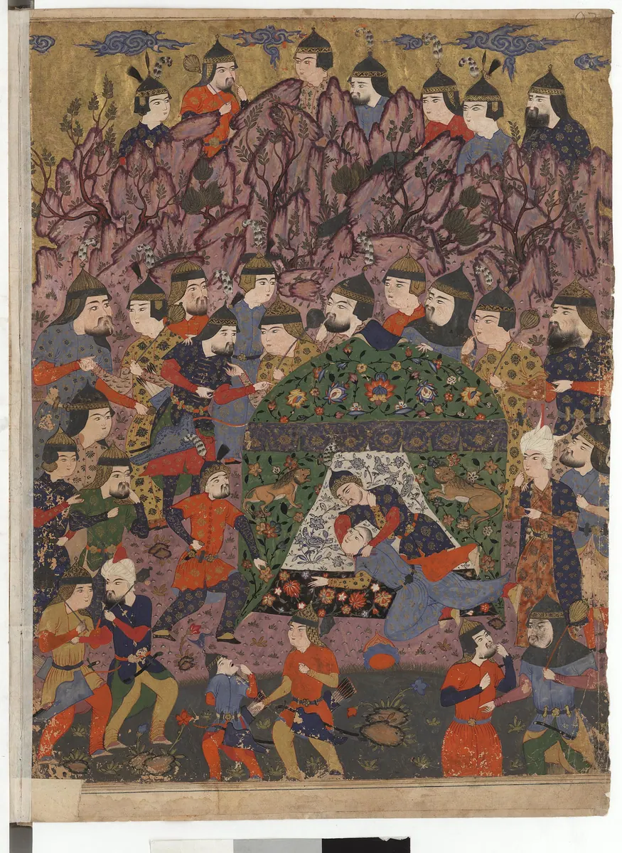 Falnâme yaprağı — meclis (taslak) — Falnâme minyatürü (SLUB Dresden)