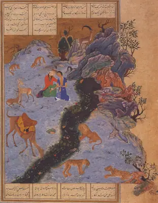 Emîr Hüsrev Dihlevî, Hamse, fol. layla-visits-majnun-cbl-163-fol-120v