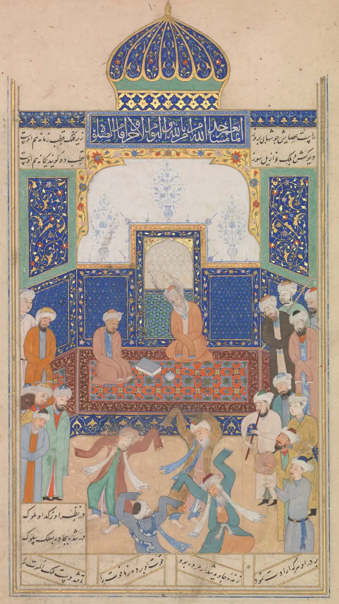 Emîr Hüsrev Dihlevî, Hamse, fol. sufis-performing-sama-cbl-per-163-6. Chester Beatty (tarama: Wikimedia Commons)