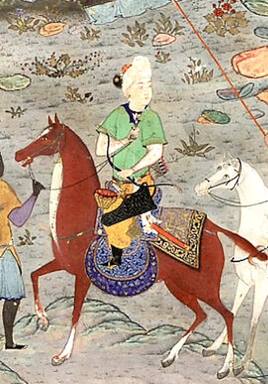 Emîr Hüsrev Dihlevî, Heşt Bihişt, fol. muhammad-muhsin-equestrial-portrait. Topkapı Sarayı Müzesi Kütüphanesi (tarama: Wikimedia Commons)