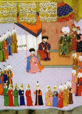 Mengli Giray Han sefere katılmak üzere II. Bayezid huzurunda