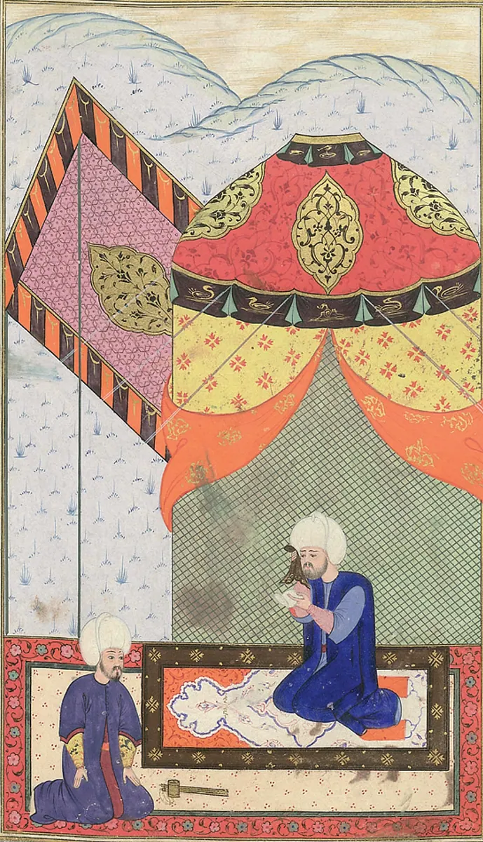 Sadrazam Sokollu Mehmed Paşa’nın padişahın ölümüne yas tutması — Nüzhet-i Esrârü'l-Ahbâr der Sefer-i Sigetvar minyatürü (Wikimedia Commons)