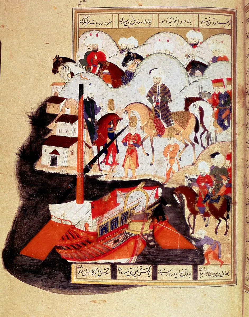 III. Murad’ın İstanbul limanını ziyareti — Şehinşahnâme I minyatürü (Wikimedia Commons)