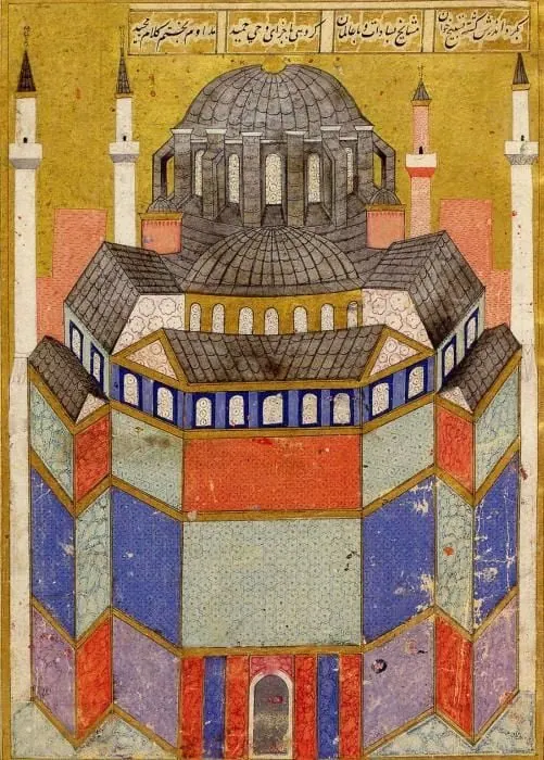 Ayasofya — Şehnâme-i Selîm Hân minyatürü (Wikimedia Commons)
