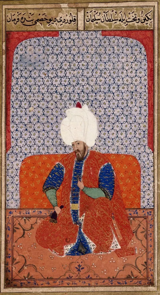 Kanuni Sultan Süleyman — Kıyâfetü'l-insâniyye fî şemâili'l-Osmâniyye (Şemâilnâme) minyatürü (Wikimedia Commons)