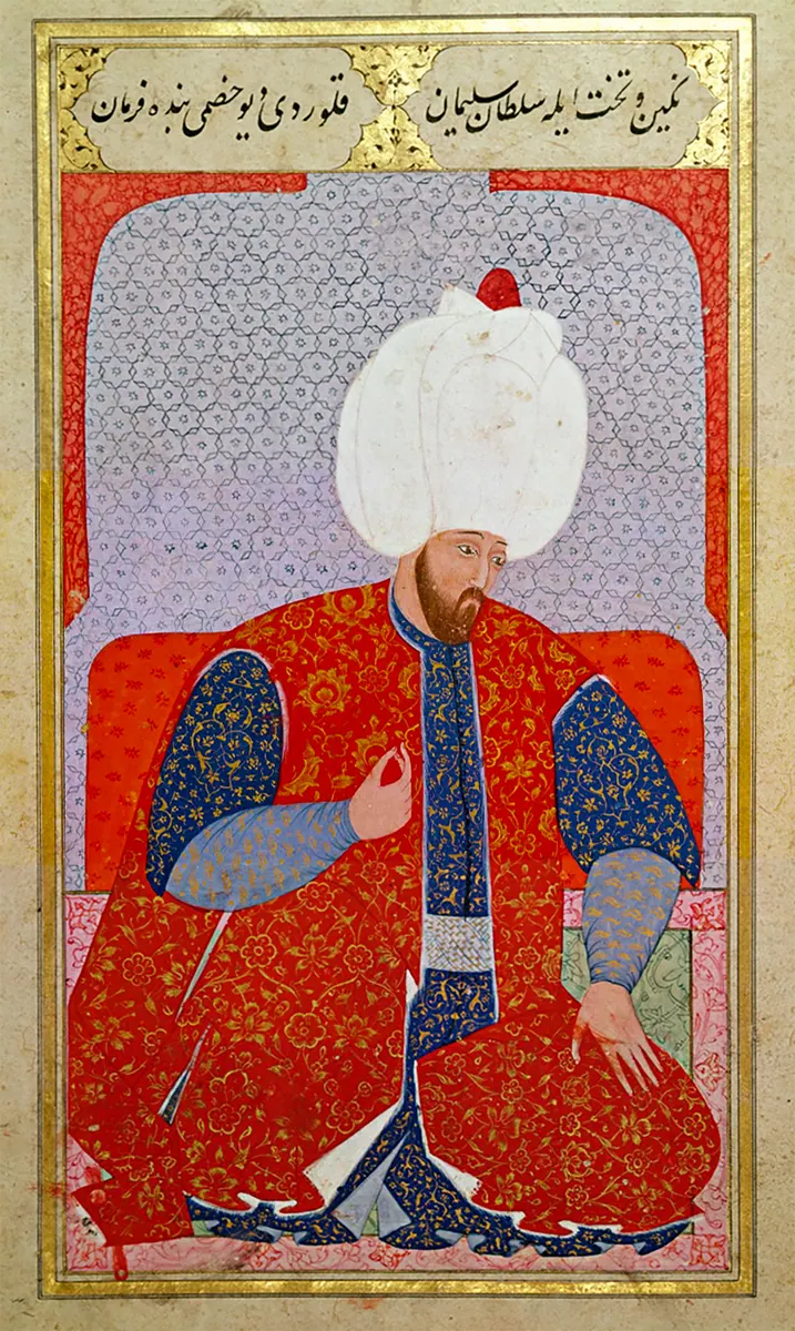 Kanuni Sultan Süleyman — Kıyâfetü'l-insâniyye fî şemâili'l-Osmâniyye (Şemâilnâme) minyatürü (Wikimedia Commons)