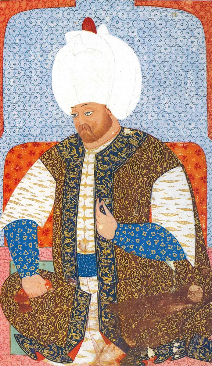 II. Selim’in portresi — Kıyâfetü'l-insâniyye fî şemâili'l-Osmâniyye (Şemâilnâme) minyatürü (Wikimedia Commons)