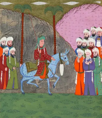 Hz. Ali’nin mavi katırı üstünde Kureyşlilerle karşılaşması (yakın görünüm)