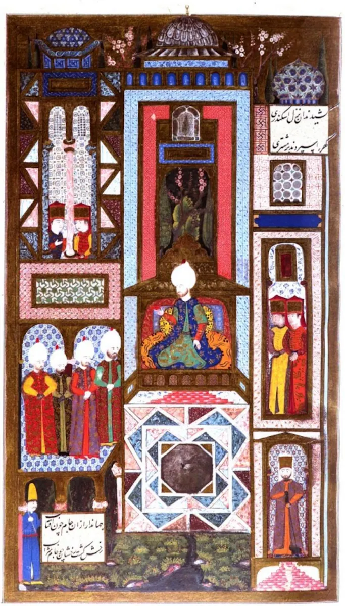 Ârifî, Süleymannâme (1558), Tek yaprak. Topkapı Sarayı Müzesi Kütüphanesi (Wikimedia)