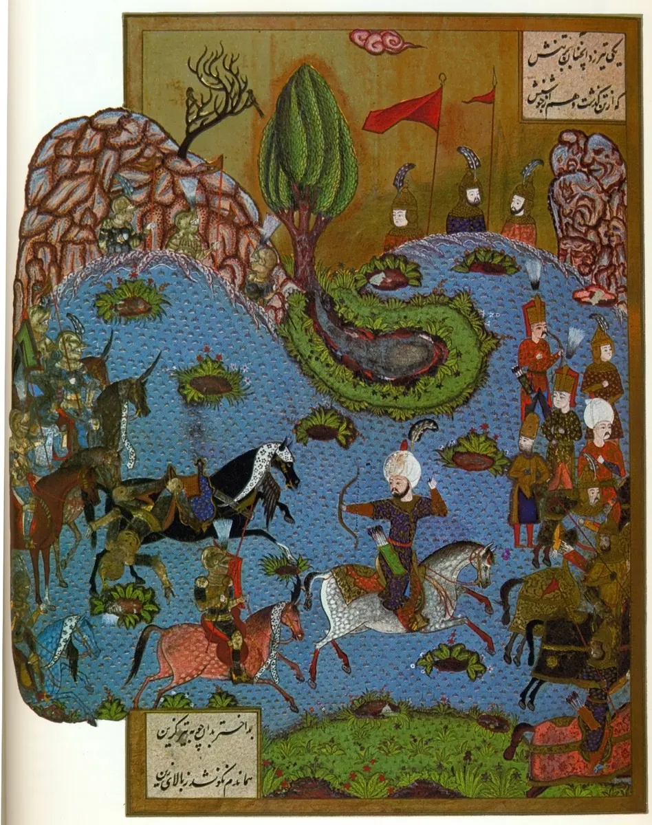 Ârifî, Süleymannâme (1558), Tek yaprak. Topkapı Sarayı Müzesi Kütüphanesi (Wikimedia)