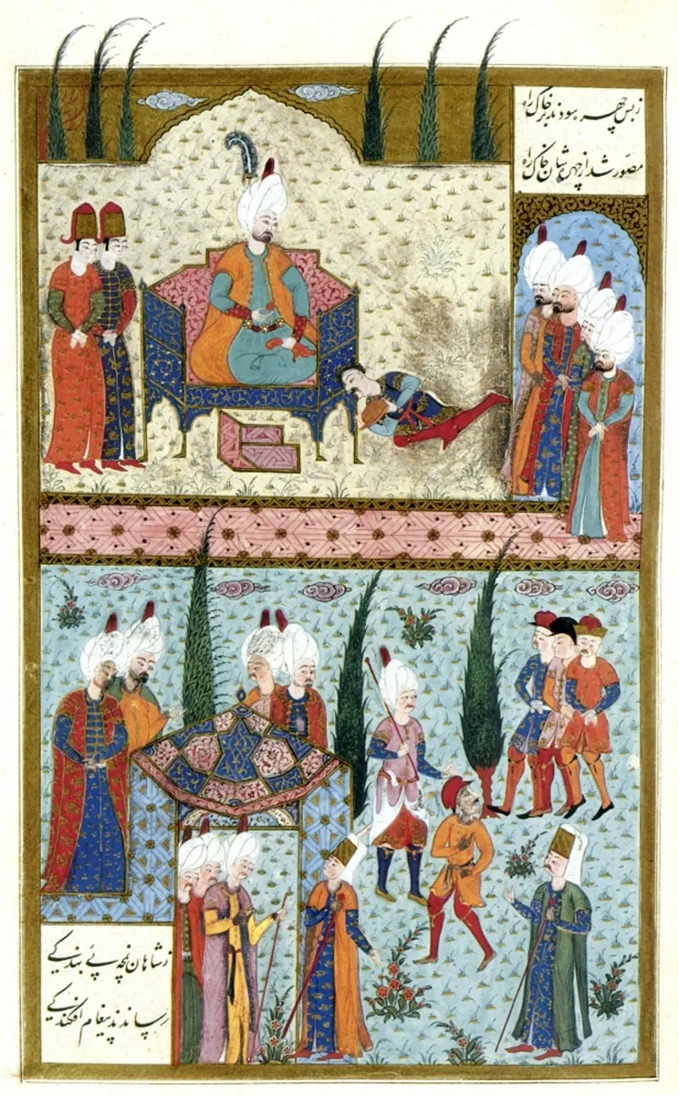 Ârifî, Süleymannâme (1558), Tek yaprak. Topkapı Sarayı Müzesi Kütüphanesi (Wikimedia)