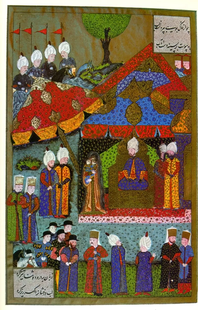 Ârifî, Süleymannâme (1558), Tek yaprak. Topkapı Sarayı Müzesi Kütüphanesi (Wikimedia)