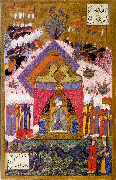 Ârifî, Süleymannâme (1558), Tek yaprak. Topkapı Sarayı Müzesi Kütüphanesi (Wikimedia)
