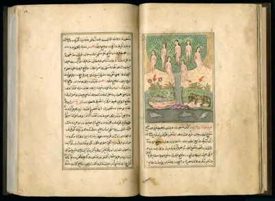 Târîh-i Hind-i Garbî (Târîh-i Yeni Dünyâ / Hadîs-i Nev), fol. master-pg096-097-wak-wak-tree