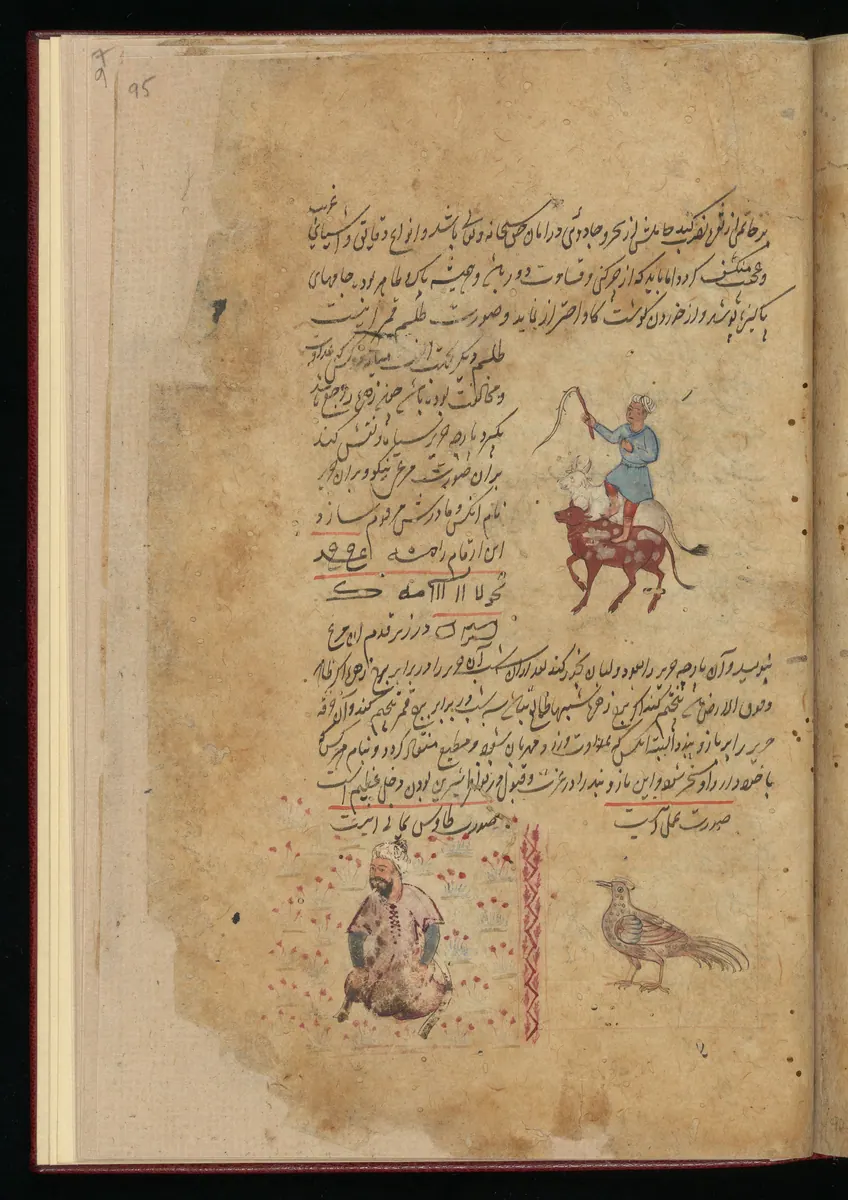 Tılsım şekilleri arasında üç küçük resim — Wellcome MS Persian 373 minyatürü (Wellcome Collection)