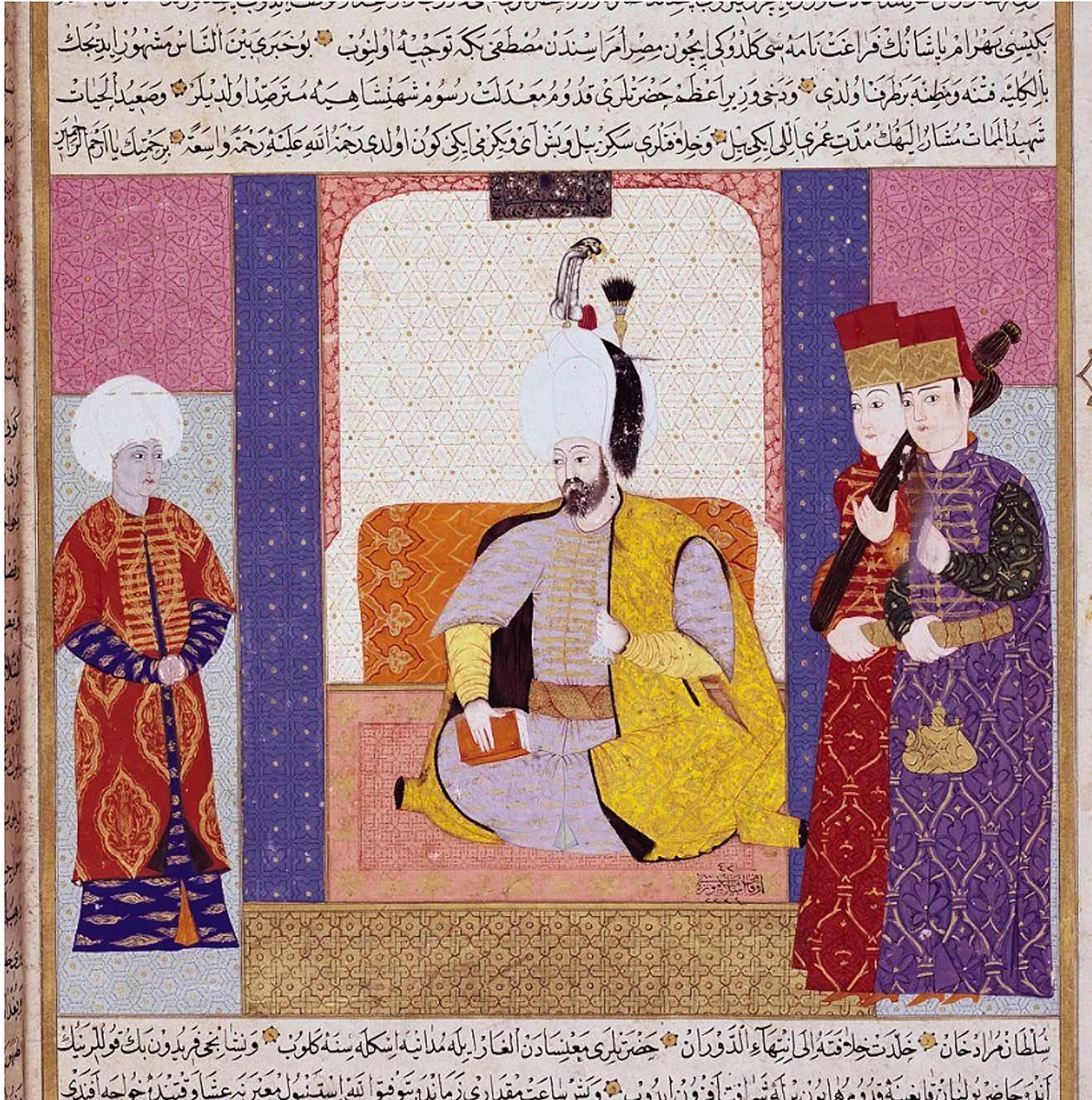 III. Murad (1546–1595) — Zübdetü't-Tevârih minyatürü (Wikimedia Commons)