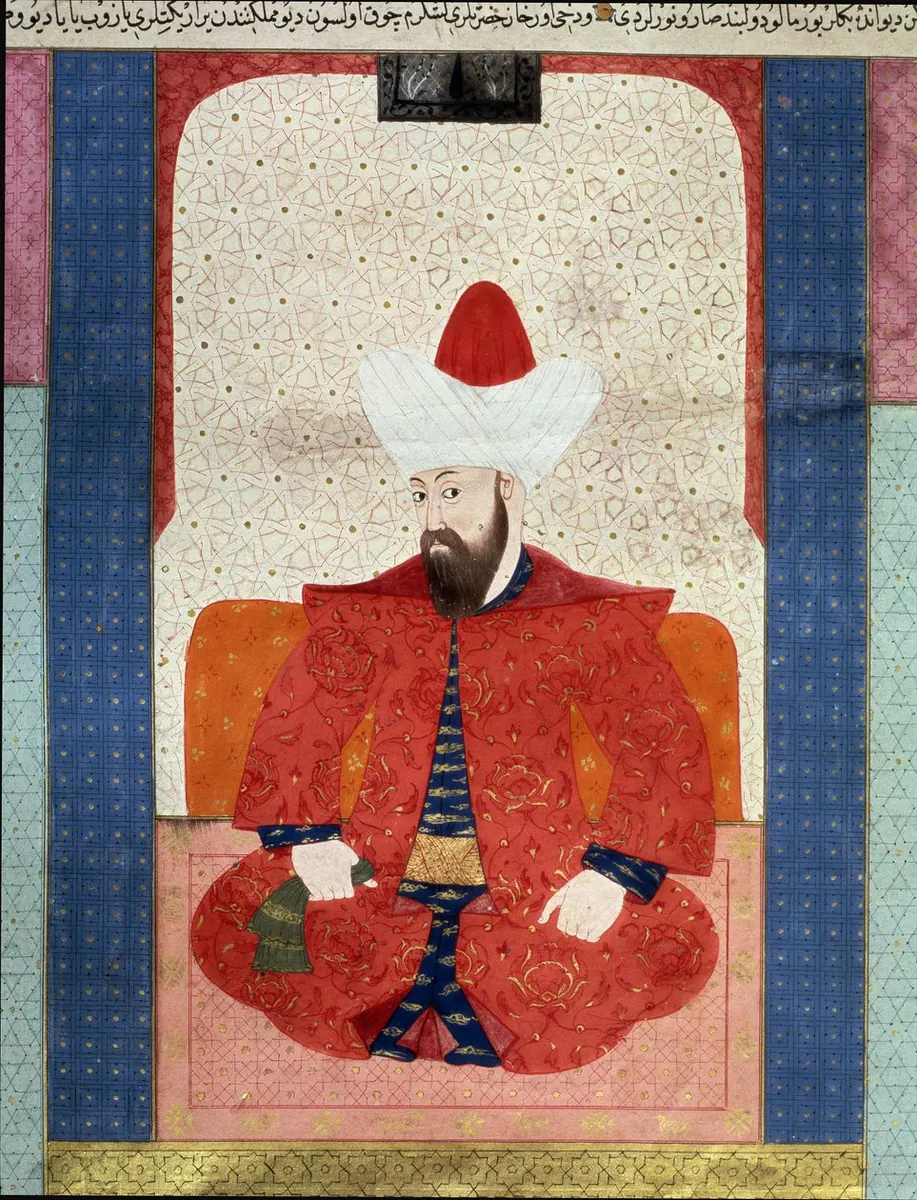 Orhan’ın portresi (1281–1360) — Zübdetü't-Tevârih minyatürü (Wikimedia Commons)